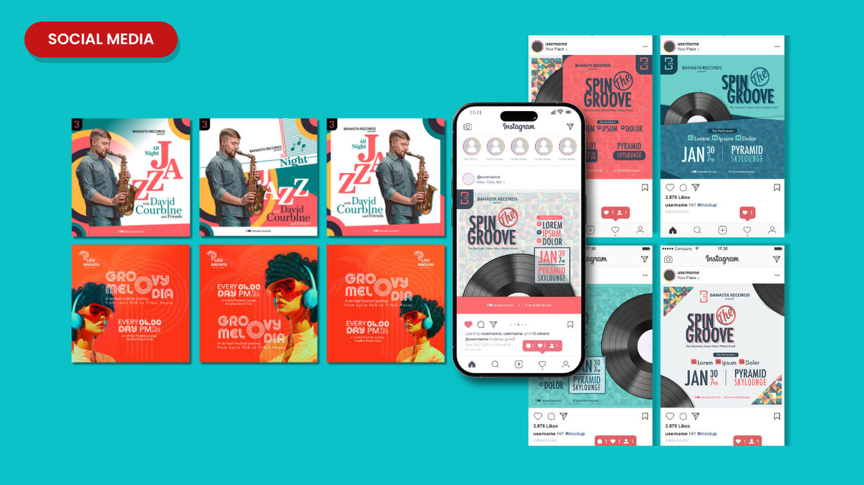 Social Media Ads Project, including Graphic Design, Logo Design, & Typography.